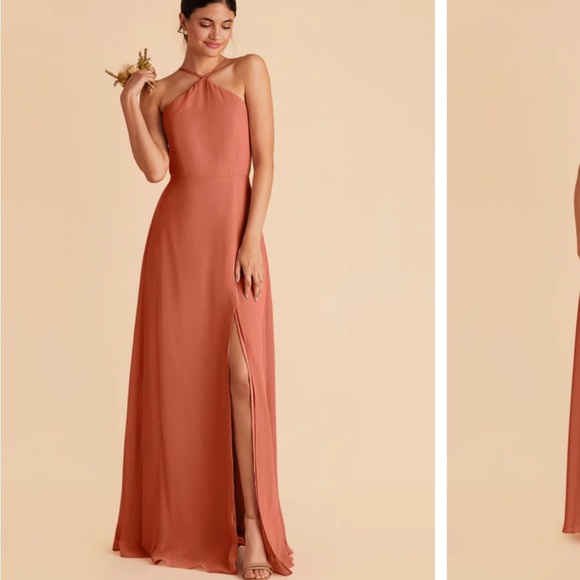 Birdy Grey Dresses & Skirts - Elegant Halter Neck Dress in Terracotta